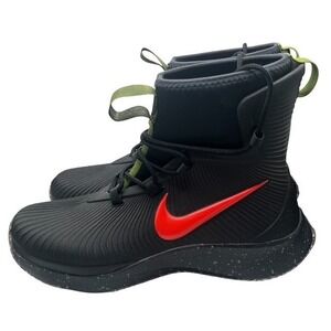 Nike Boys 5Y(GS) Binzie Boots In Black Crimson Red Swoosh And Speckled Sole-1840